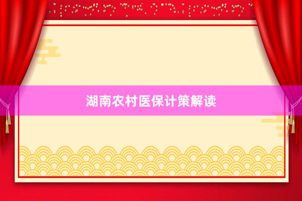 湖南农村医保计策解读